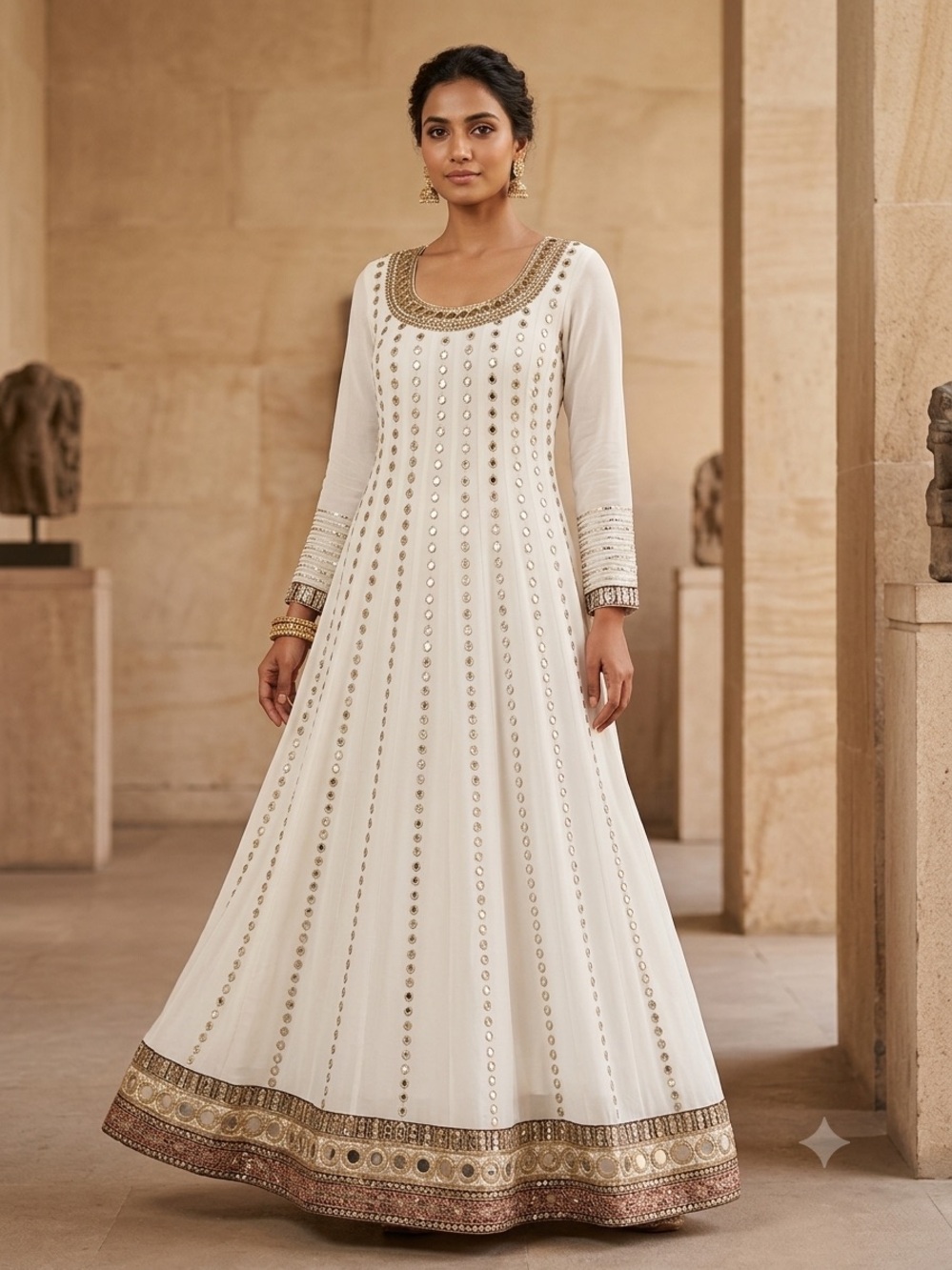 Pakistani Elegant White Anarkali Dress – Timeless Beauty ✨